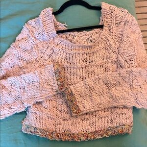 Free People Light Pink Chunky Knit Sweater